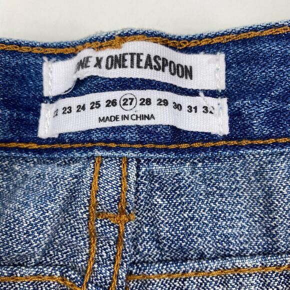 One X Teaspoon Awesome Baggies Jeans Destroyed Cobain Cropped Boyfriend 27 NWT - Picture 9 of 11